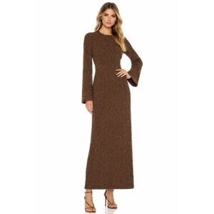 Elegant Long Sleeve Brown Dress